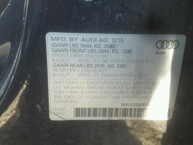 WA1CGAFP4EA069434 - 2014 AUDI SQ5 PREMIU BLUE photo 10