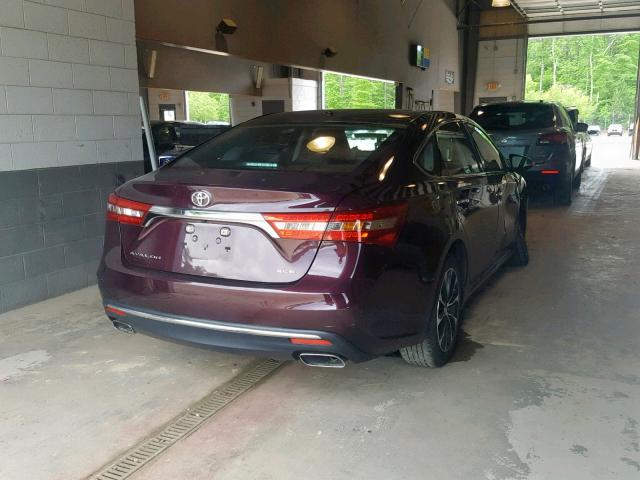 4T1BK1EBXJU285038 - 2018 TOYOTA AVALON XLE RED photo 4
