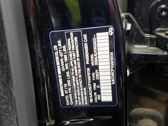 SJKCH5CP1HA018134 - 2017 INFINITI QX30 BASE BLACK photo 10