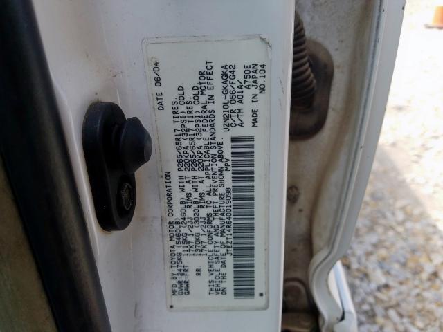 JTEZT14R640019098 - 2004 TOYOTA 4RUNNER SR5  photo 10