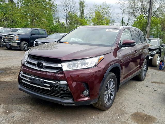 5TDJZRFH6KS920789 - 2019 TOYOTA HIGHLANDER BURGUNDY photo 2