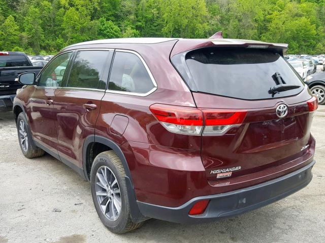 5TDJZRFH6KS920789 - 2019 TOYOTA HIGHLANDER BURGUNDY photo 3