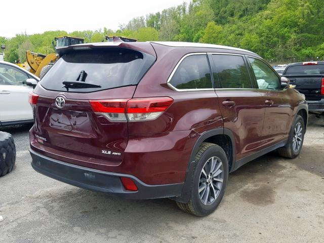 5TDJZRFH6KS920789 - 2019 TOYOTA HIGHLANDER BURGUNDY photo 4