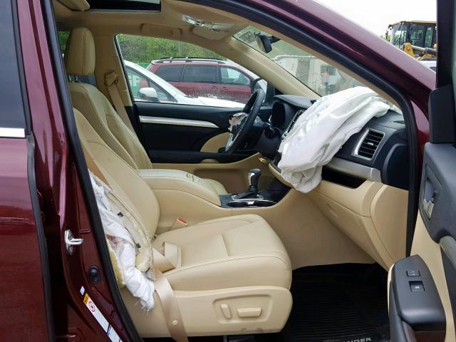 5TDJZRFH6KS920789 - 2019 TOYOTA HIGHLANDER BURGUNDY photo 5