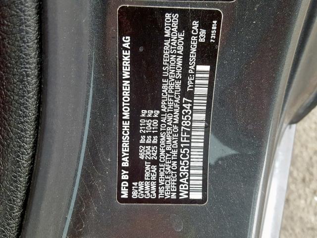 WBA3R5C51FF785347 - 2015 BMW 435 XI GRAY photo 10
