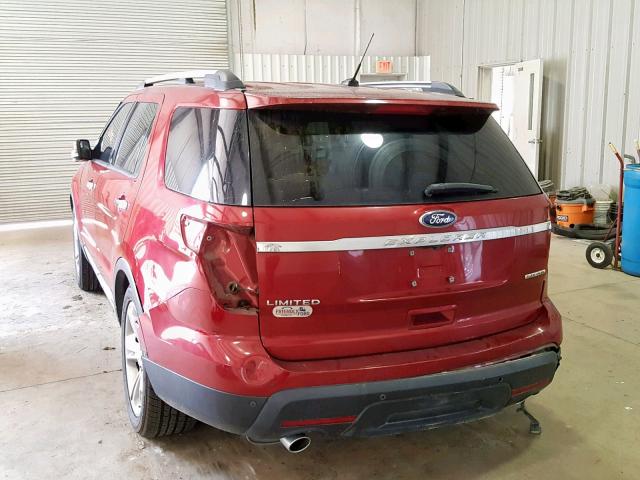 1FM5K7F83FGA26478 - 2015 FORD EXPLORER L MAROON photo 3