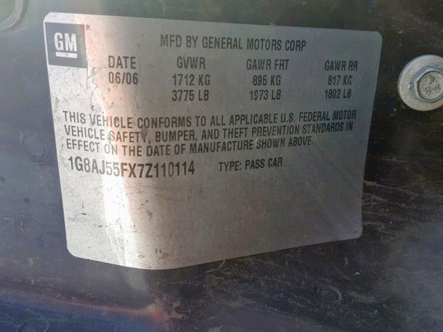 1G8AJ55FX7Z110114 - 2007 SATURN ION LEVEL WHITE photo 10