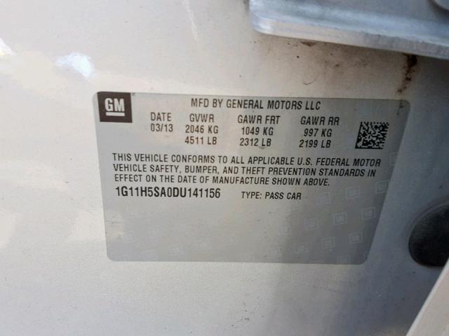 1G11H5SA0DU141156 - 2013 CHEVROLET MALIBU LTZ 银色 照片 10