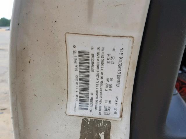 1B3EL36X33N602838 - 2003 DODGE STRATUS SE WHITE photo 10