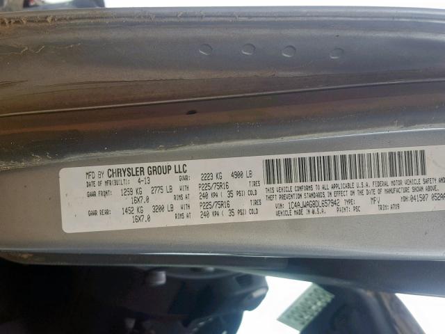 1C4AJWAG8DL657942 - 2013 JEEP WRANGLER S GRAY photo 10