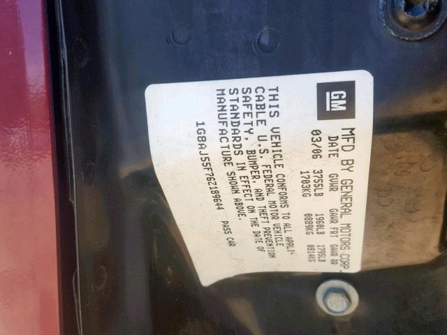 1G8AJ55F76Z189644 - 2006 SATURN ION LEVEL BURGUNDY photo 10