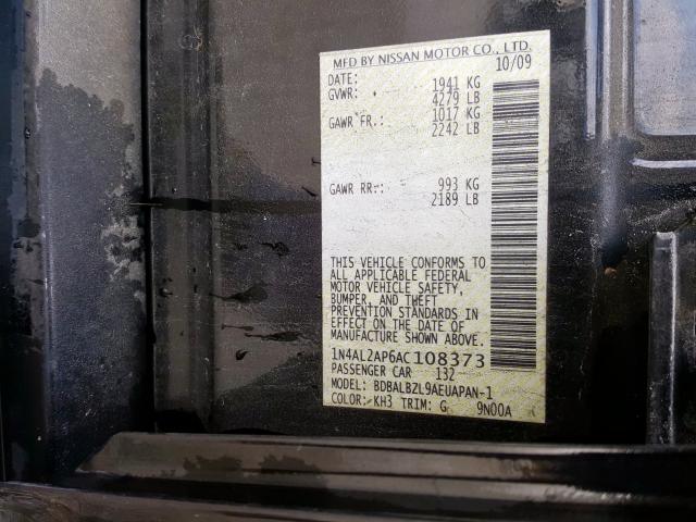 1N4AL2AP6AC108373 - 2010 NISSAN ALTIMA BASE  photo 10