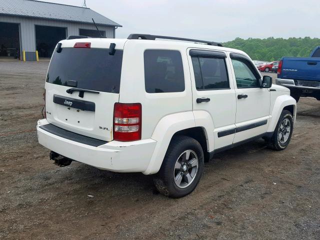 1J8GN28K68W283944 - 2008 JEEP LIBERTY SP WHITE photo 4