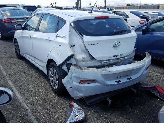 KMHCT5AE0GU284188 - 2016 HYUNDAI ACCENT SE WHITE photo 3