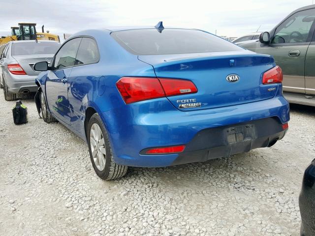 KNAFX6A87E5250792 - 2014 KIA FORTE EX BLUE photo 3