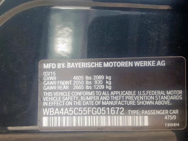 WBA4A5C55FG051672 - 2015 BMW 428 I BLACK photo 10