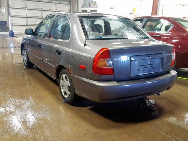 KMHCG45C31U218197 - 2001 HYUNDAI ACCENT GL GRAY photo 3