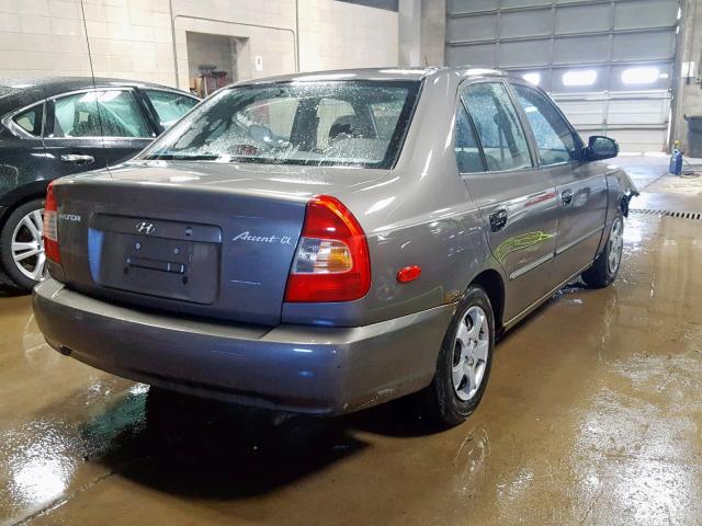 KMHCG45C31U218197 - 2001 HYUNDAI ACCENT GL GRAY photo 4