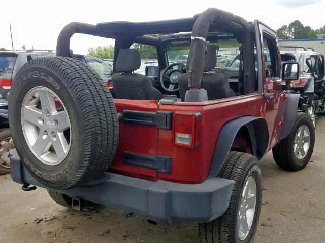 1C4AJWAG8CL236611 - 2012 JEEP WRANGLER S წითელი ფოტო 4