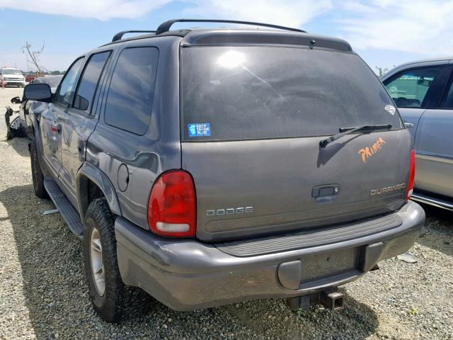 1B4HS58Z32F204379 - 2002 DODGE DURANGO SL GRAY photo 3