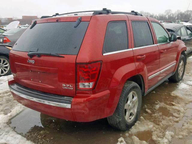 1J4HR58225C511611 - 2005 JEEP GRAND CHER RED photo 4