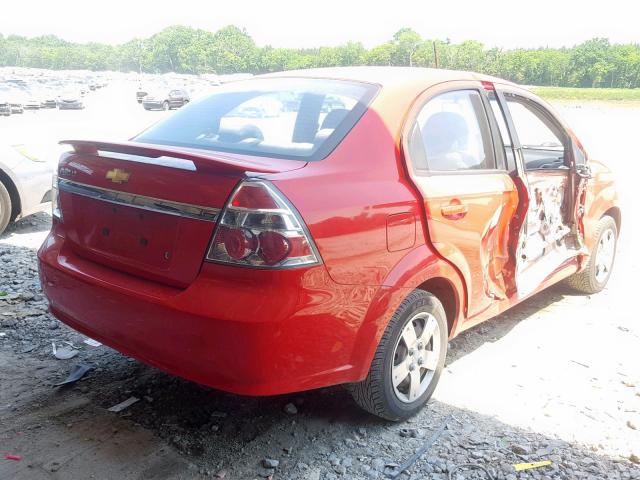 KL1TD56E59B363775 - 2009 CHEVROLET AVEO LS RED photo 4