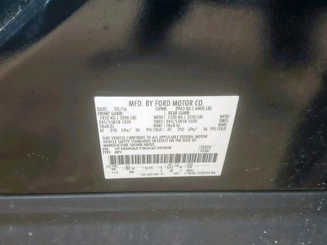 1FM5K8AT9GGC36506 - 2016 FORD EXPLORER P BLACK photo 10