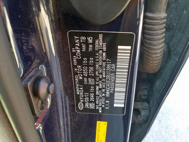 KMHGC4DE2BU138617 - 2011 HYUNDAI GENESIS 3.8L  photo 10