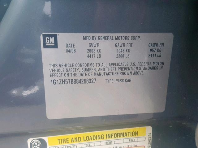 1G1ZH57B884268327 - 2008 CHEVROLET MALIBU 1LT 石墨色 照片 10