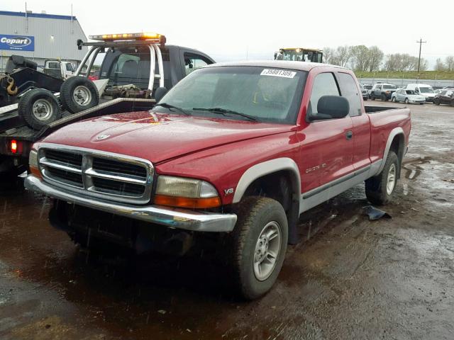 1B7GG22Y2XS197664 - 1999 DODGE DAKOTA MAROON photo 2