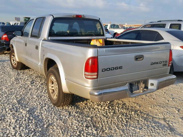 1D7HL48NX4S750653 - 2004 DODGE DAKOTA QUA GRAY photo 3