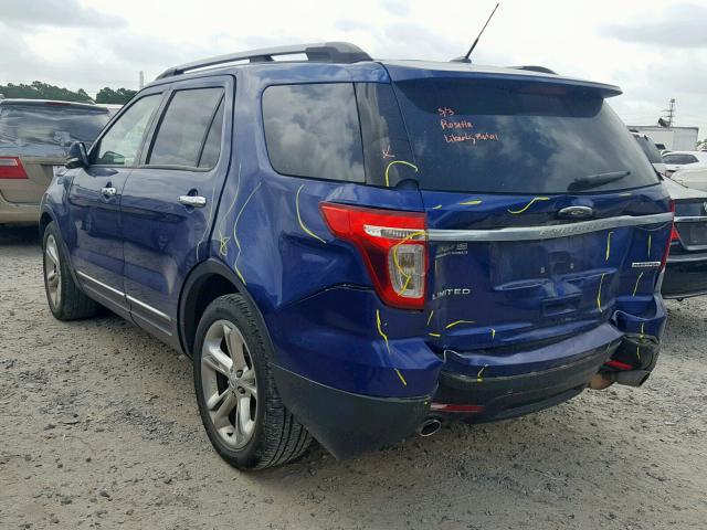 1FM5K7F88FGA56513 - 2015 FORD EXPLORER L BLUE photo 3