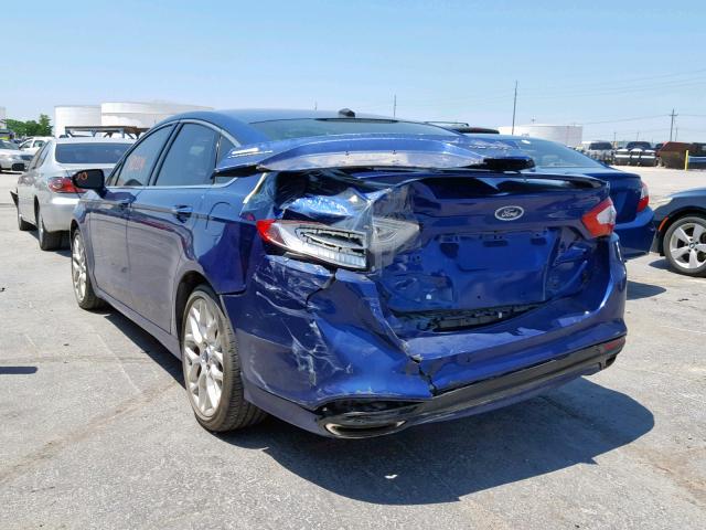 3FA6P0K93DR388144 - 2013 FORD FUSION TIT BLUE photo 3