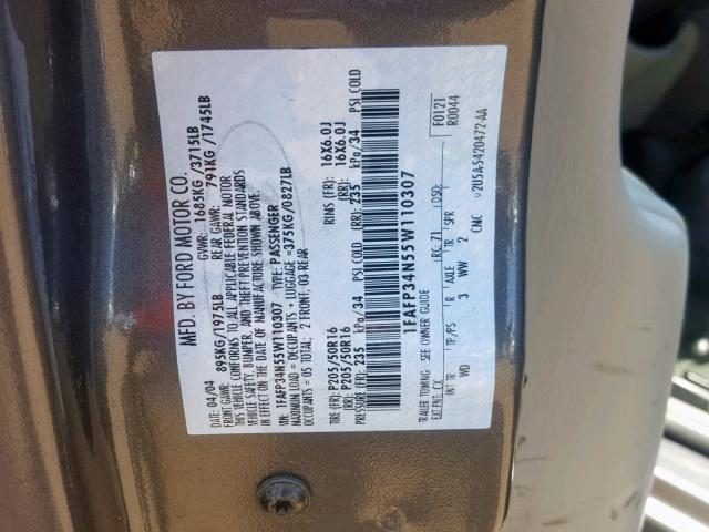 1FAFP34N55W110307 - 2005 FORD FOCUS ZX4 GRAY photo 10