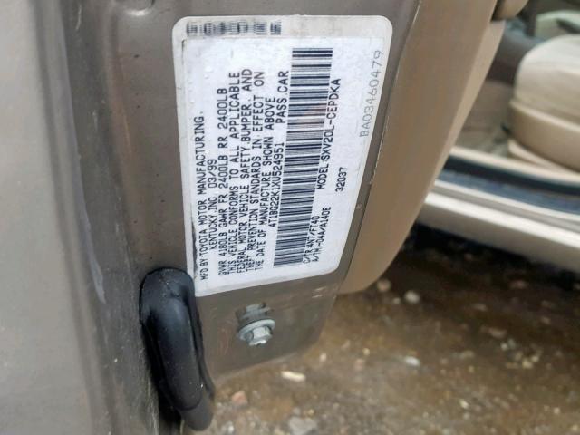 4T1BG22K1XU524951 - 1999 TOYOTA CAMRY CE BROWN photo 10