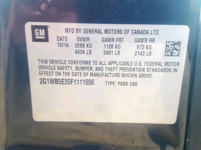 2G1WB5E35F1111556 - 2015 CHEVROLET IMPALA LIM GRAY photo 10