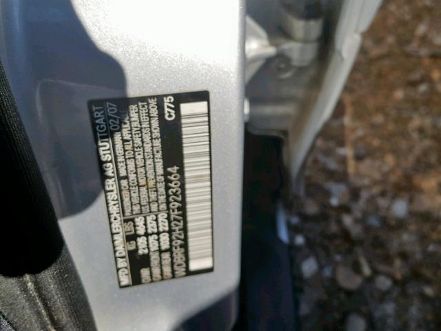 WDBRF92H27F923664 - 2007 MERCEDES-BENZ C 280 4MAT SILVER photo 10