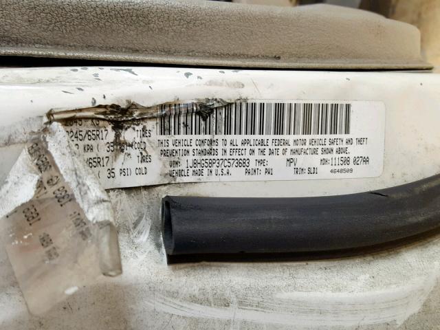 1J8HG58P37C573683 - 2007 JEEP COMMANDER WHITE photo 10