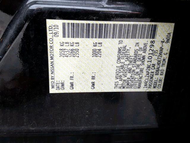 1N4CL2AP2BC101298 - 2011 NISSAN ALTIMA HYB BLACK photo 10