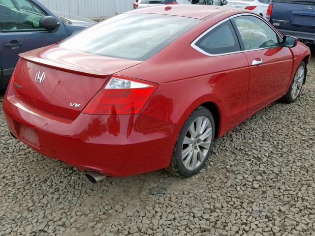 1HGCS2B82AA006885 - 2010 HONDA ACCORD EXL RED photo 4