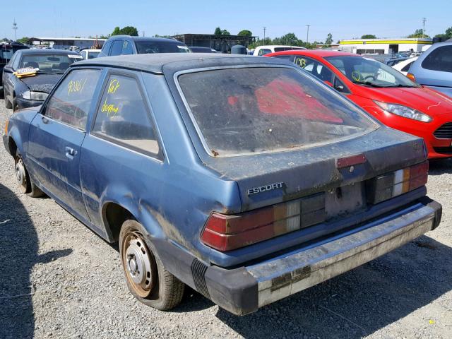 1FABP3191GW293746 - 1986 FORD ESCORT L BLUE photo 3