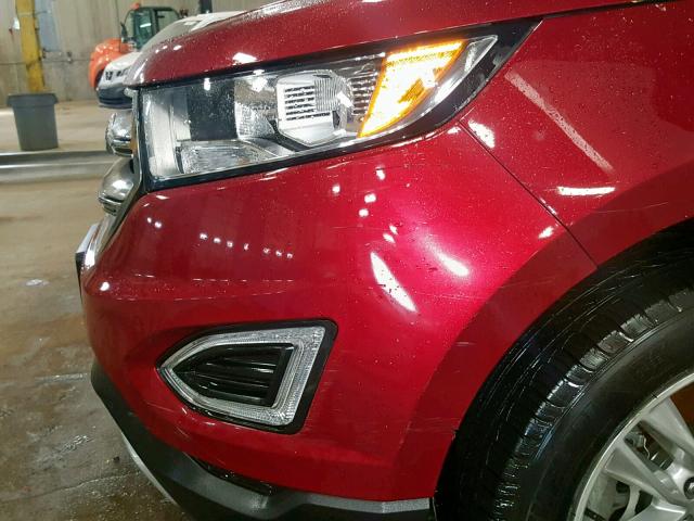 2FMTK4J94FBC07425 - 2015 FORD EDGE SEL MAROON photo 10