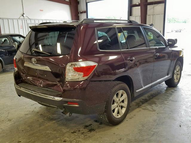 5TDZA3EHXCS024196 - 2012 TOYOTA HIGHLANDER BURGUNDY photo 4