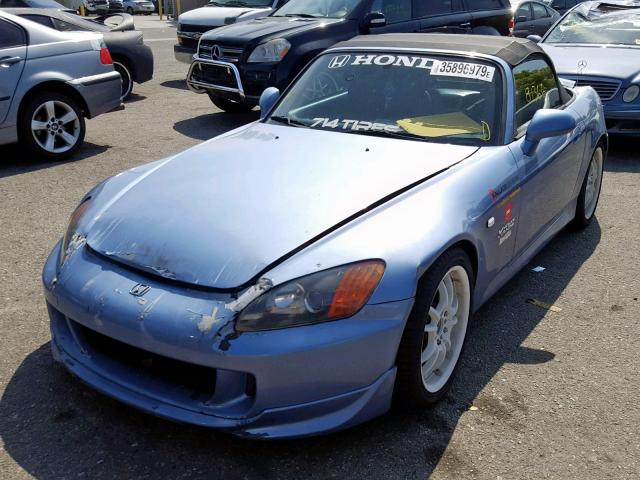 JHMAP11412T003951 - 2002 HONDA S2000 BLUE photo 2