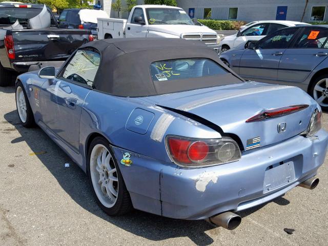 JHMAP11412T003951 - 2002 HONDA S2000 BLUE photo 3