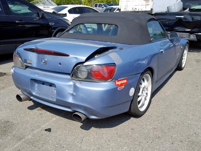 JHMAP11412T003951 - 2002 HONDA S2000 BLUE photo 4