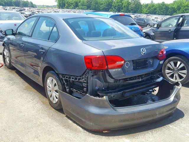 3VW2K7AJ8BM060270 - 2011 VOLKSWAGEN JETTA BASE GRAY photo 3