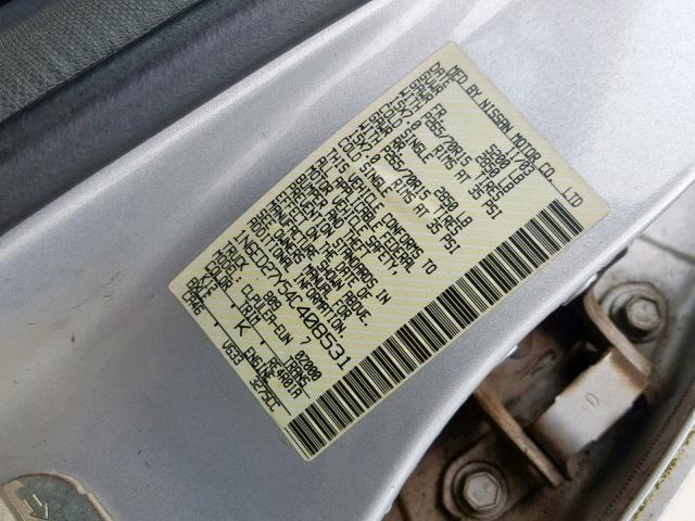 1N6ED27Y54C408531 - 2004 NISSAN FRONTIER C SILVER photo 10