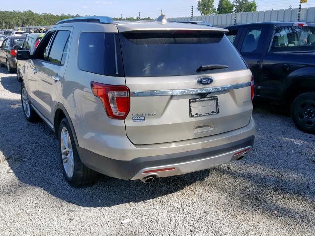 1FM5K7FH9HGA20221 - 2017 FORD EXPLORER L GOLD photo 3