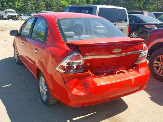 KL1TG56E19B608076 - 2009 CHEVROLET AVEO LT RED photo 3